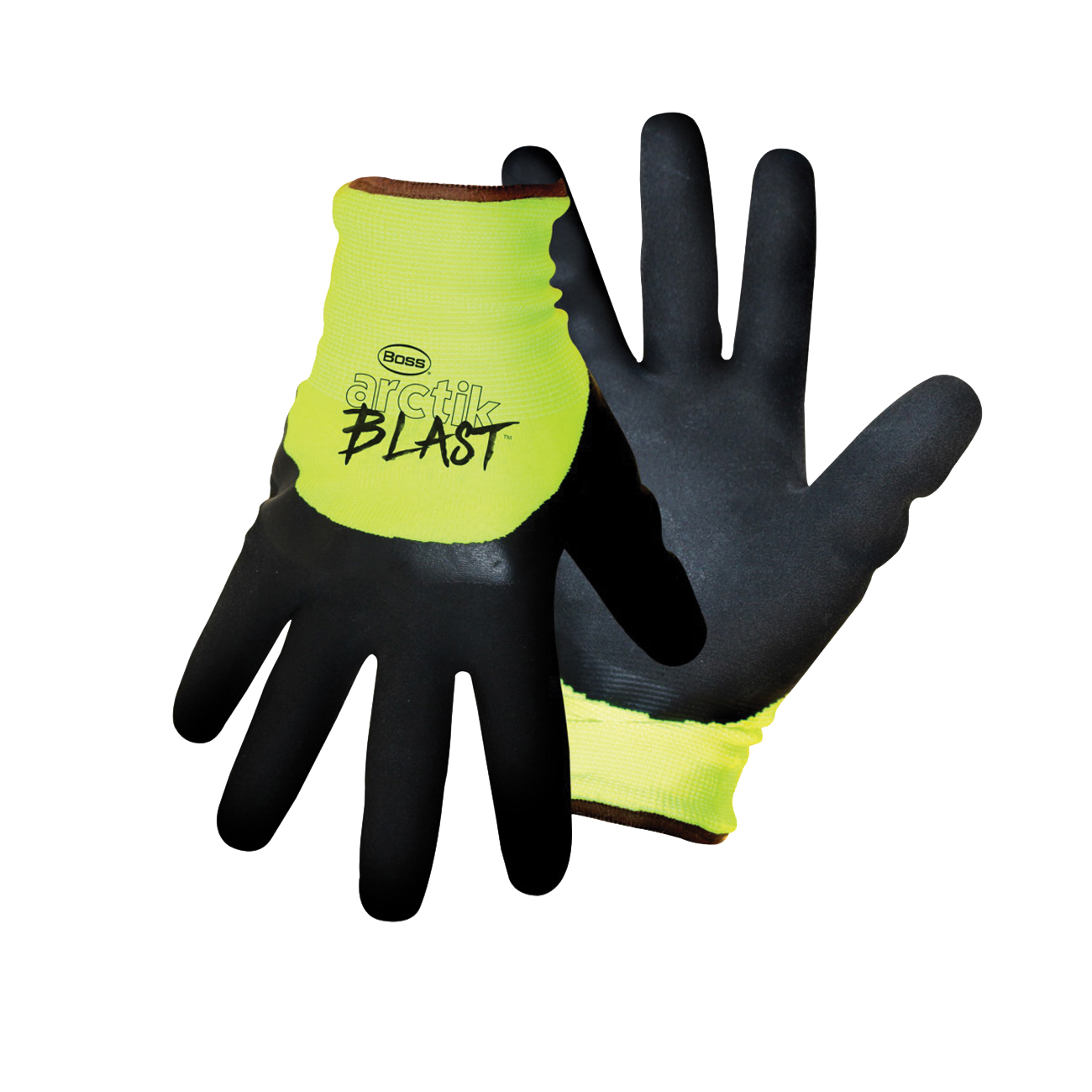 ARCTIK BLAST 7845L Gloves, Men's, L, Knit Wrist Cuff, Latex Coating, Nylon Glove, Black/Green