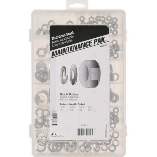 Maintenance PAK Series Nut and Washer Assortment, Hillman, Stainless steel, 210-Piece - 3
