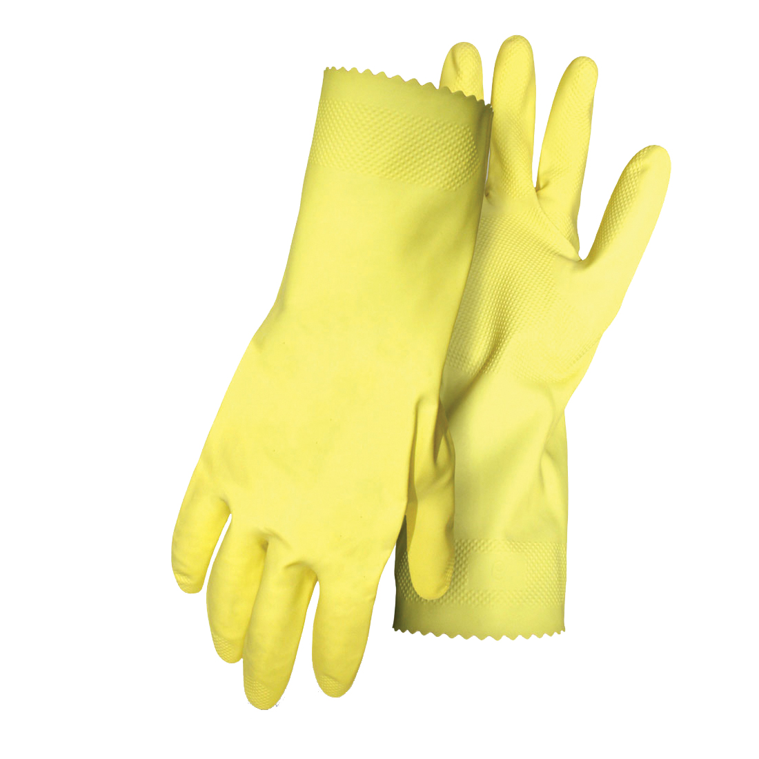 958L Gloves, L, 12 in L, Latex, Yellow