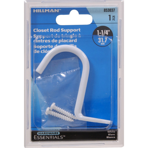 Hardware Essentials 853037 Closet Rod Center Support, Steel, White