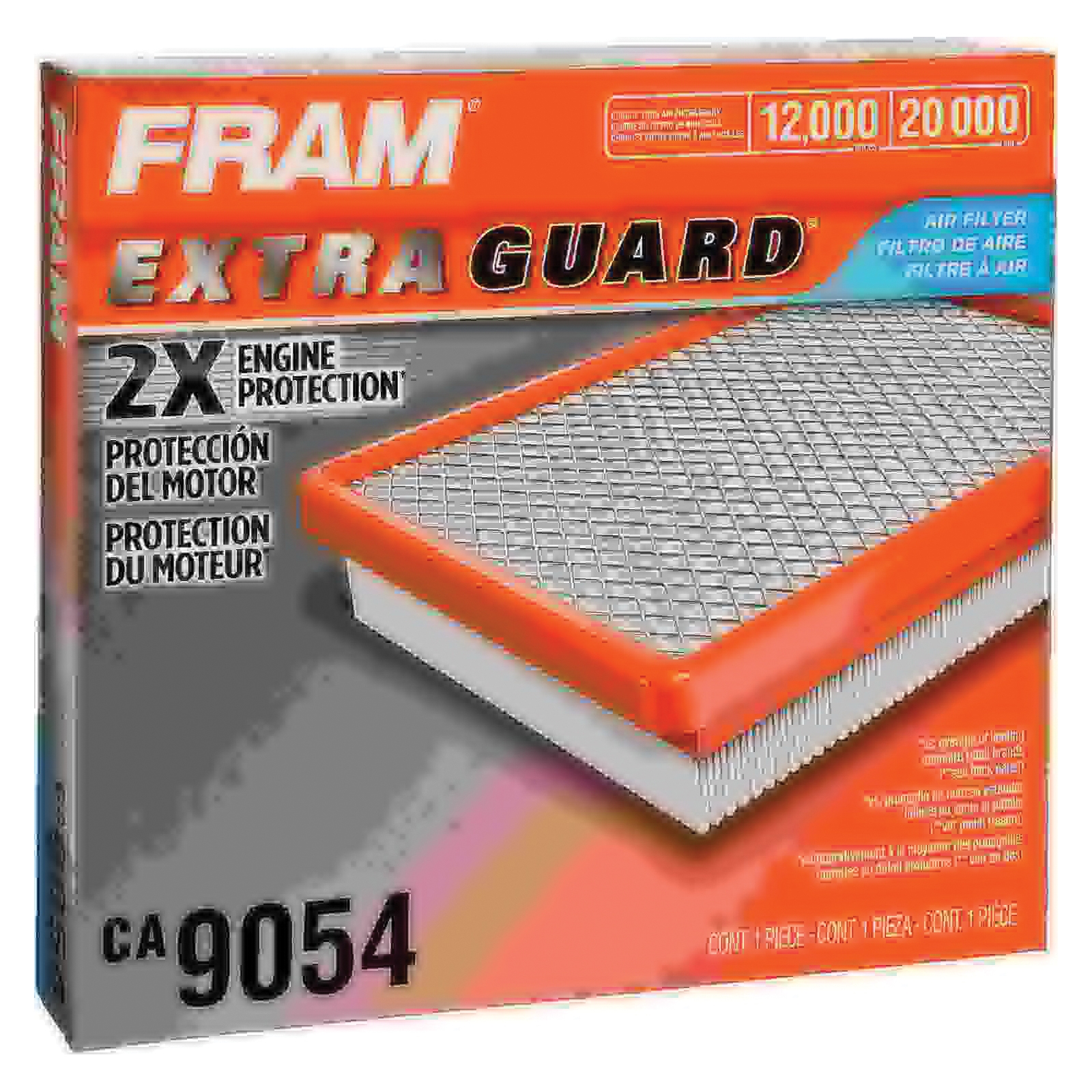 Fram Extra Guard CA9054 Air Filter, 9.328 in L x 8.422 in W x 1.625 in H Dimensions