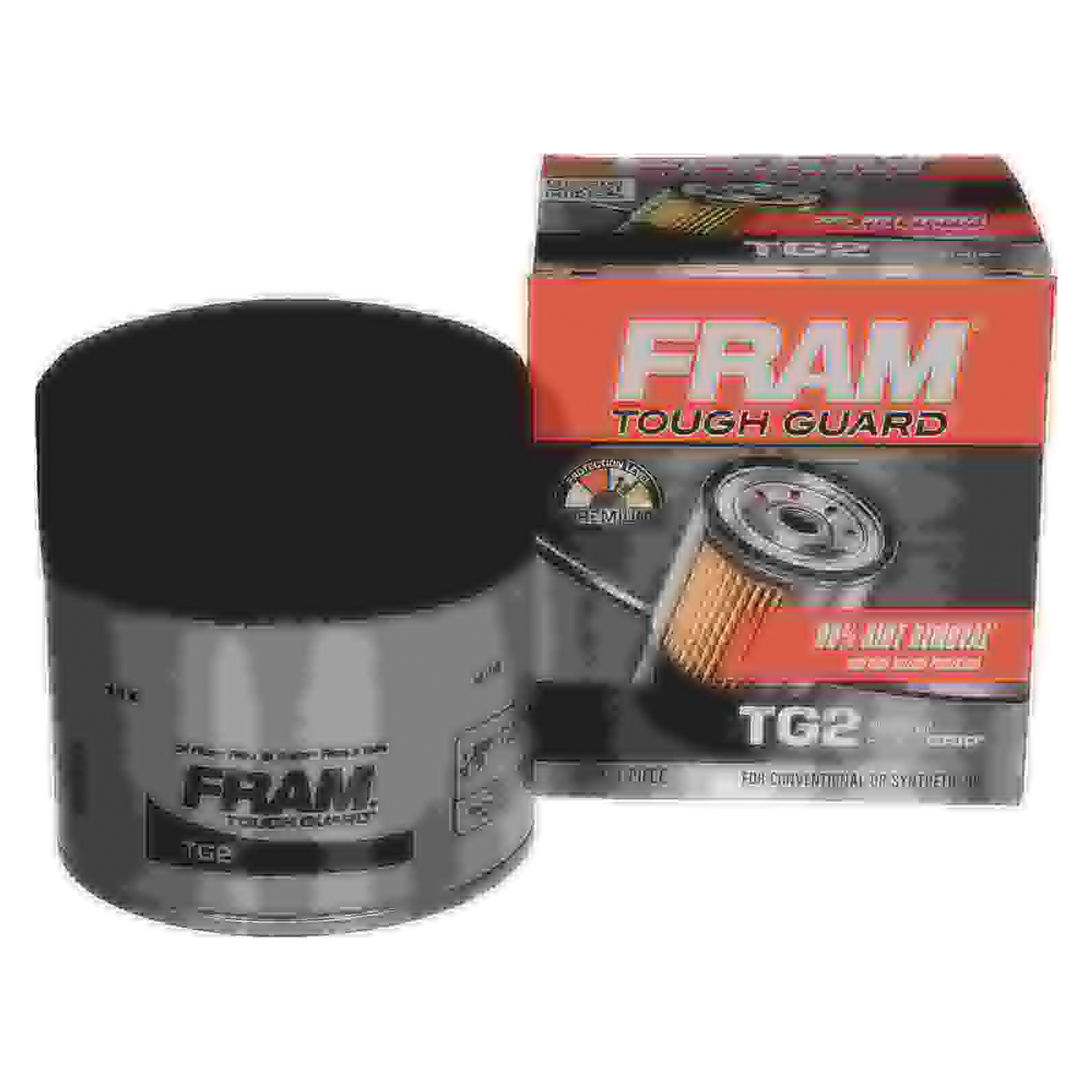 Fram Tough Guard TG2 Spin-On Oil Filter, 22 mm Connection, Cellulose, Synthetic Fiber Filter Media