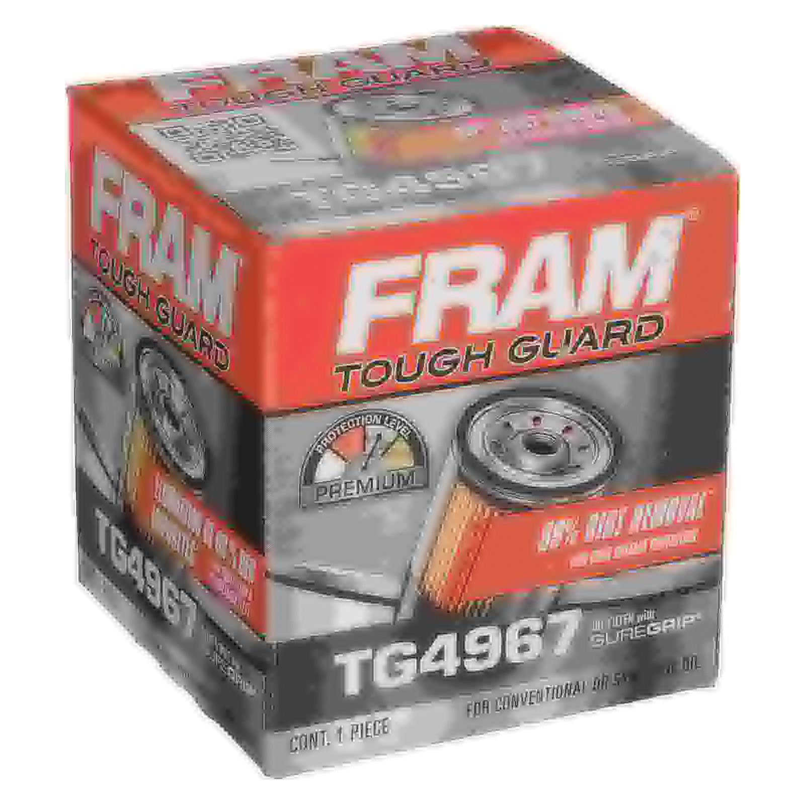 Fram Tough Guard TG4967 Spin-On Oil Filter, 3/4-16 Connection, 2.688 in OD x 2.922 in H Dimensions