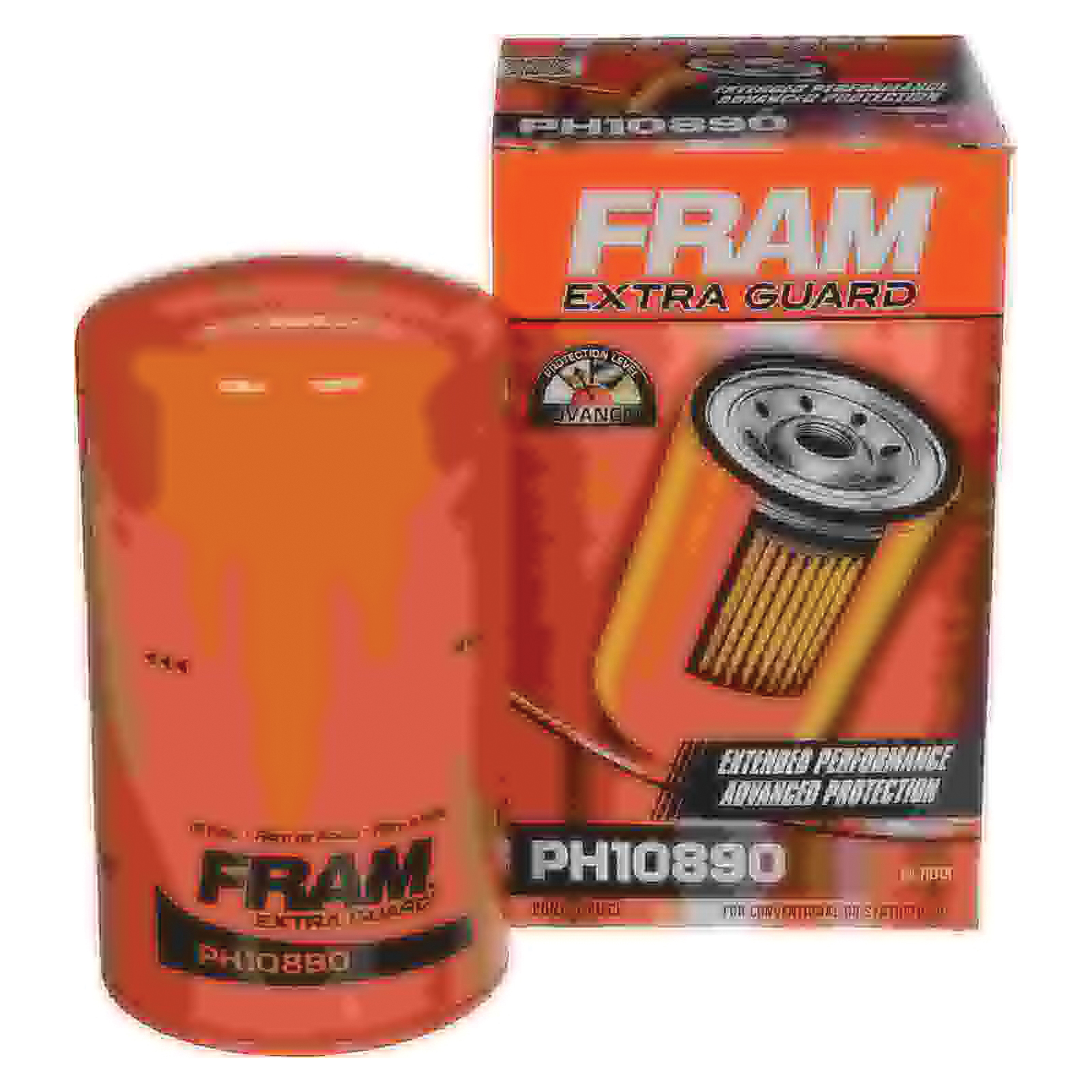 Fram Extra Guard PH10890 Spin-On Oil Filter, 1-16 Connection, Fibers, Resin Filter Media, 3.689 in OD x 6.630 in H