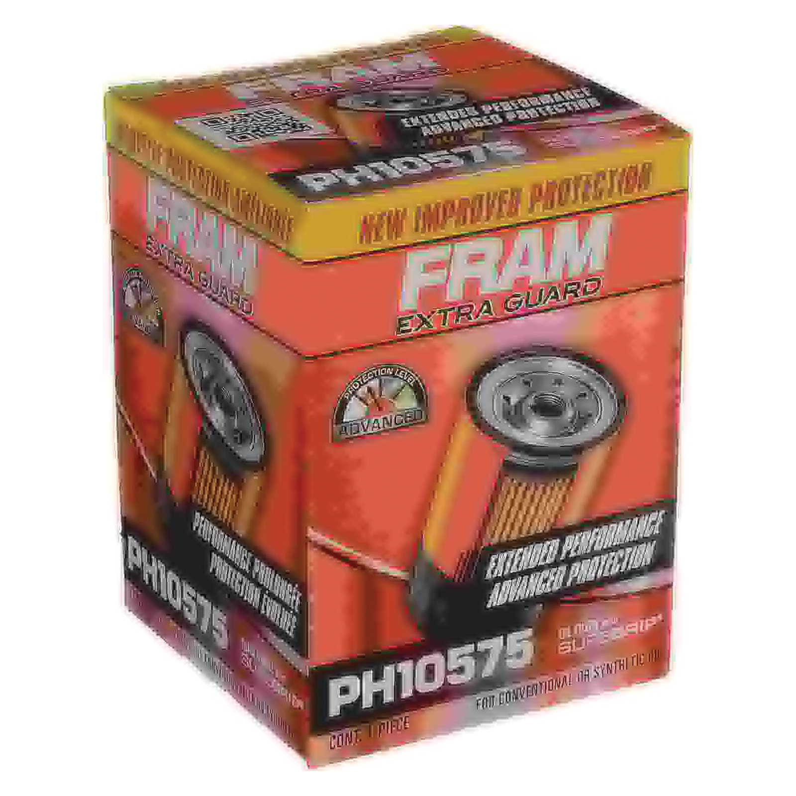 Fram Extra Guard PH10575 Spin-On Oil Filter, 22 mm Connection, Fibers, Resin Filter Media, 2.984 in OD x 4.06 in H