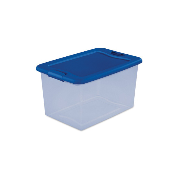 Sterilite 14974506 Latching Box, 64 qt Capacity, Blue Morpho/Pale Blue, 23-3/4 in L, 16 in W, 13-1/2 in H