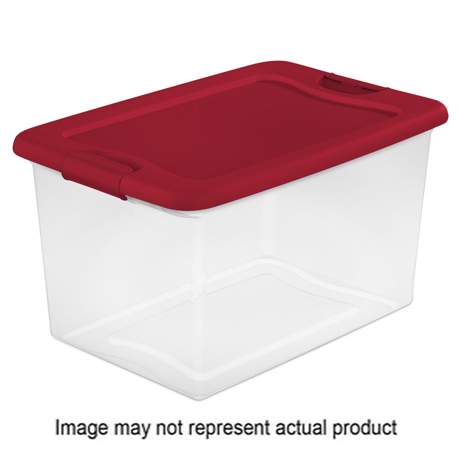 Sterilite 14974X06 Latching Box, 64 qt Capacity, Plastic, Pink, 23-3/4 in L, 16 in W, 13-1/2 in H