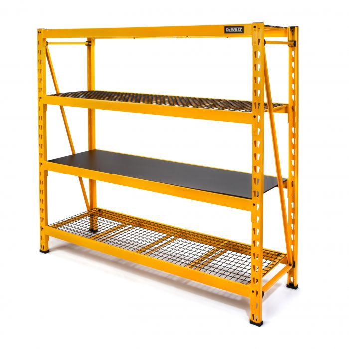 Storage Rack, Dewalt, 10,000 lb, 77 in W, 24 in D, 72 in H, 4-Shelf, Steel, Yellow - 1