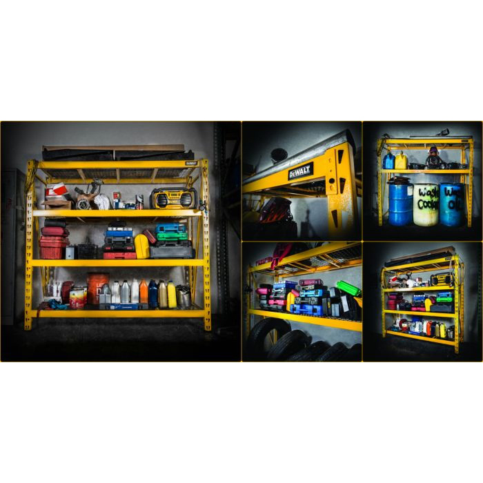 Storage Rack, Dewalt, 10,000 lb, 77 in W, 24 in D, 72 in H, 4-Shelf, Steel, Yellow - 3