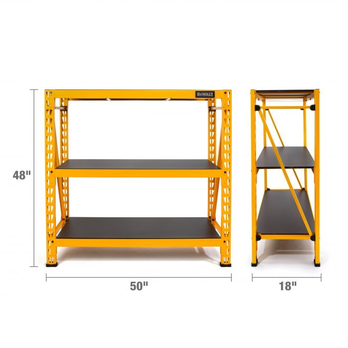 Storage Rack, Dewalt, 4500 lb, 49.63 in W, 18 in D, 47.63 in H, 3-Shelf, Steel, Yellow - 2