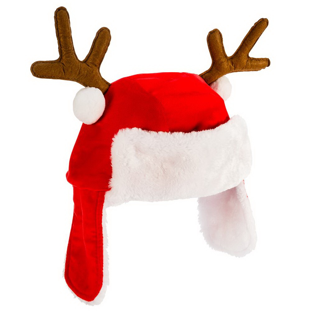 Kurt S Adler C1976 Santa Hat with Antlers, Polyester, Red - 2