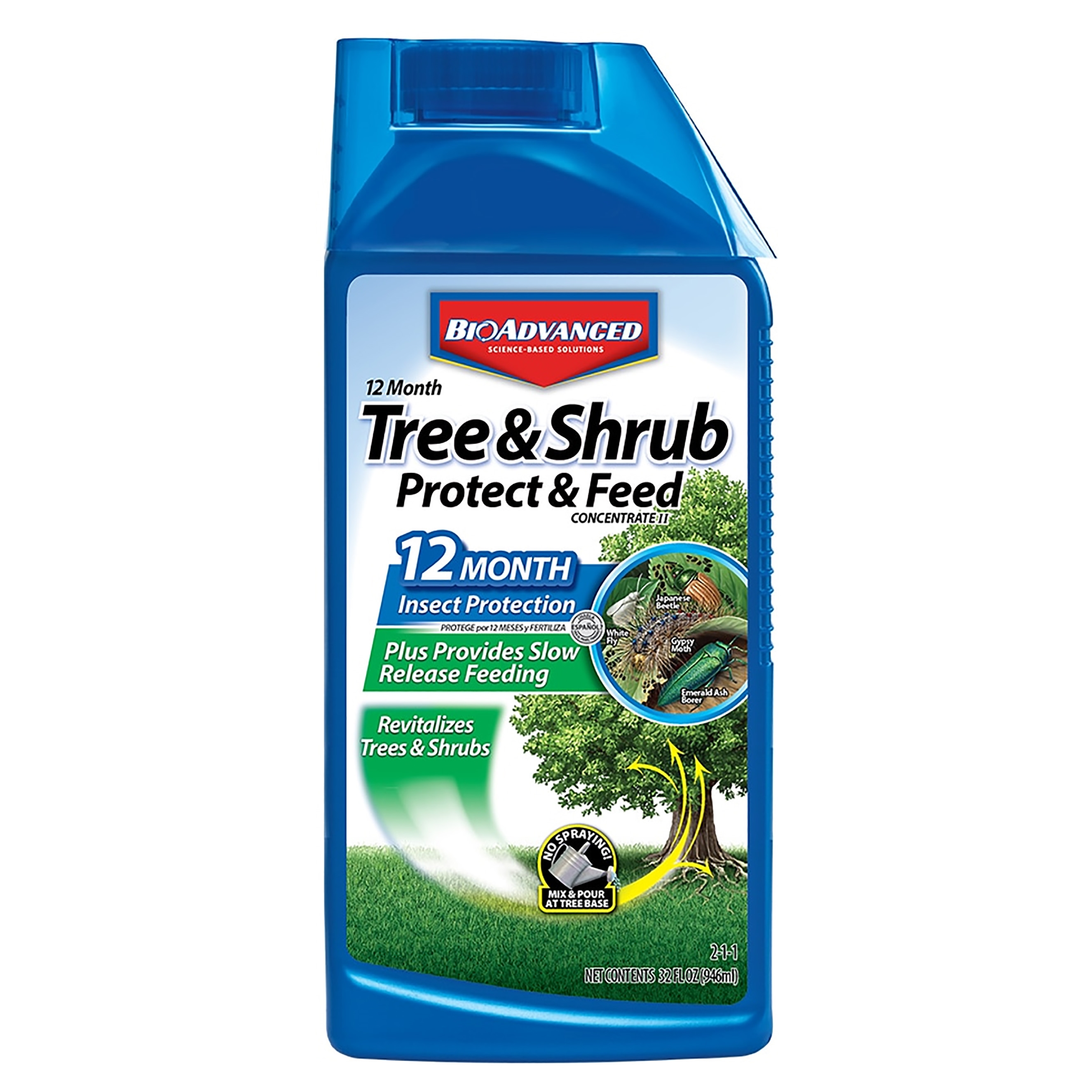701810A Concentrated Tree and Shrub Protect and Feed II, Liquid, Green, 32 oz Bottle