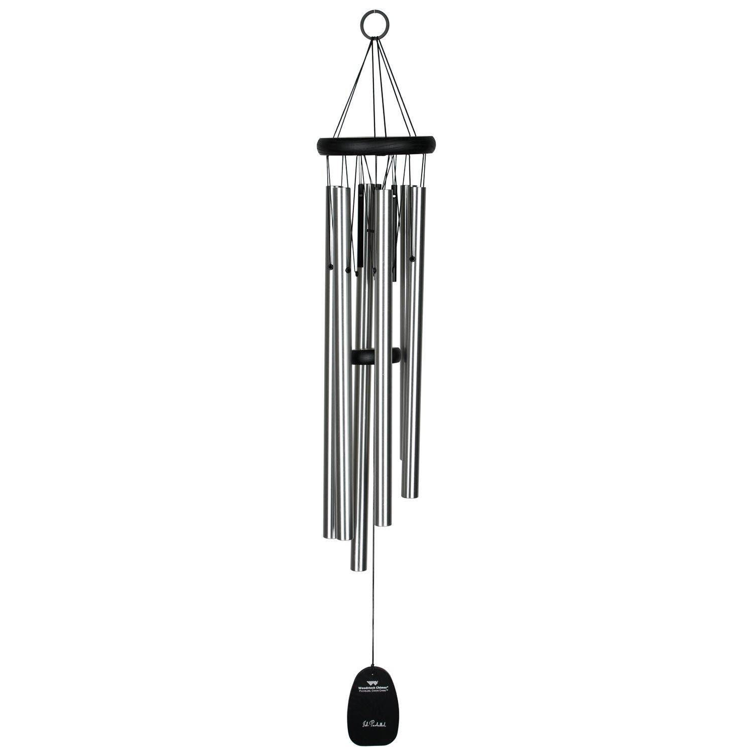 PCC Wind Chime, 6 Tube, Aluminum/Ash Wood, Black/Silver