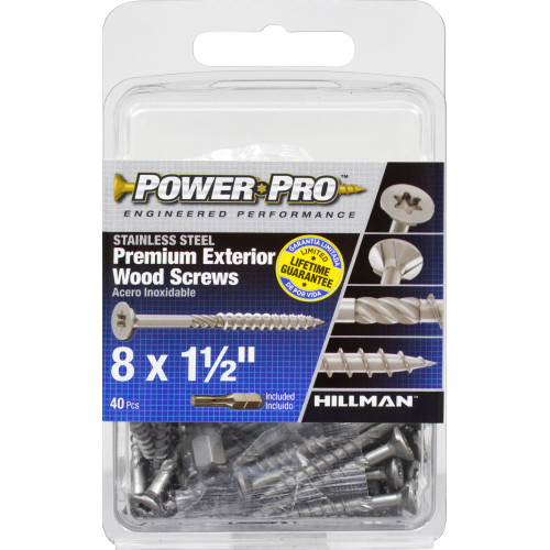 Power Pro 42644 Screw, #8 Thread, 1-1/2 in L, Coarse Thread, Flat Head, Star Drive, Standard Point, Stainless Steel - 2