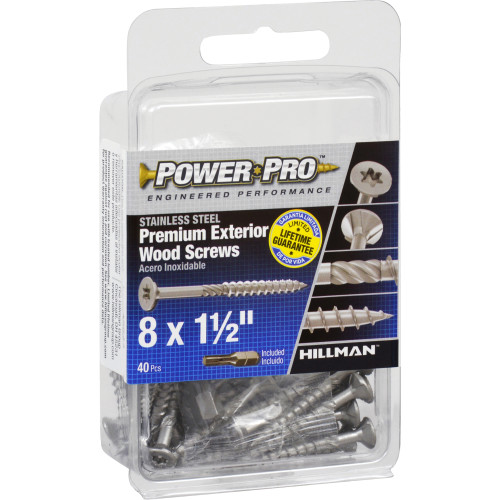 Power Pro 42644 Screw, #8 Thread, 1-1/2 in L, Coarse Thread, Flat Head, Star Drive, Standard Point, Stainless Steel - 4