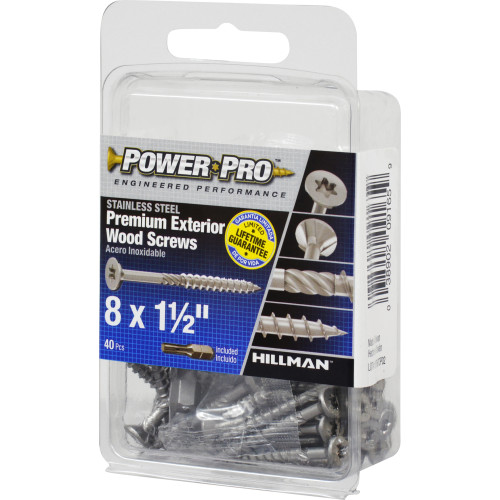 Power Pro 42644 Screw, #8 Thread, 1-1/2 in L, Coarse Thread, Flat Head, Star Drive, Standard Point, Stainless Steel - 5