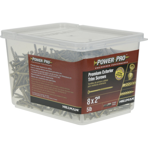 Trim Screw, Power Pro, Exterior, Star-Drive, Flat-Head, #8 x 2 in, 5 lb - 5