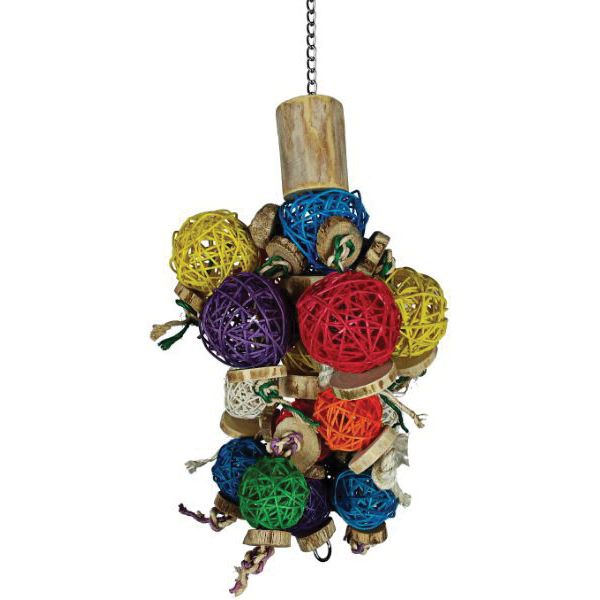 a&e HB46520 Ball Thing Bird Toy, Java Wood/Sisal, Multi-Color - 2