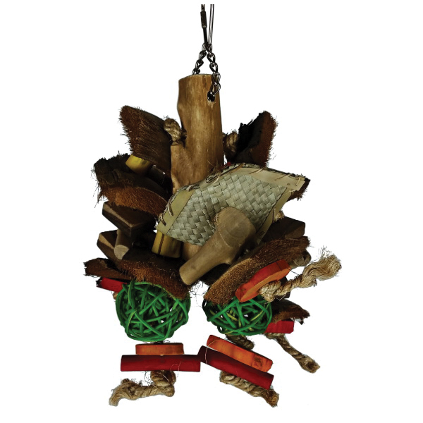 a&e HB46522 Chunky Monster Bird Toy, M, Java Wood/Sisal, Multi-Color - 2