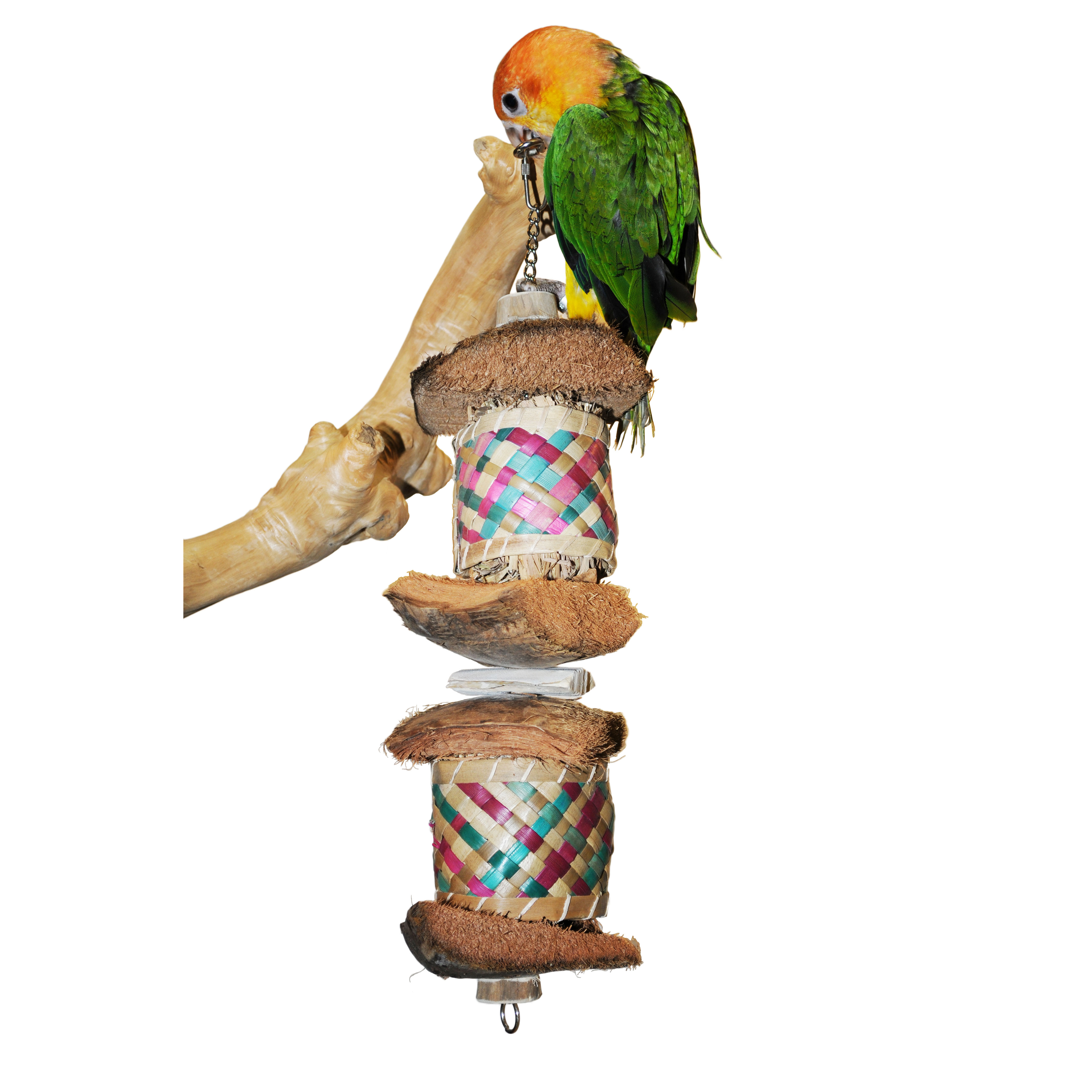 a&e HB46577 Surprise Drum Bird Toy, S, Fiber/Java Wood, Multi-Color - 2