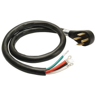 Master Electrician 09044ME Round Range Cord, 6/2, 8/2 AWG Cable, Male Plug, 4 ft L, 45 A, 125/250 V, Black