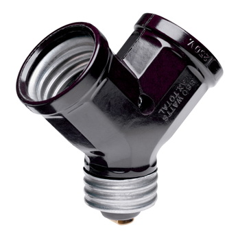 Pass & Seymour 128 Single to Twin Lamp Holder Adapter, 660 W, Brown