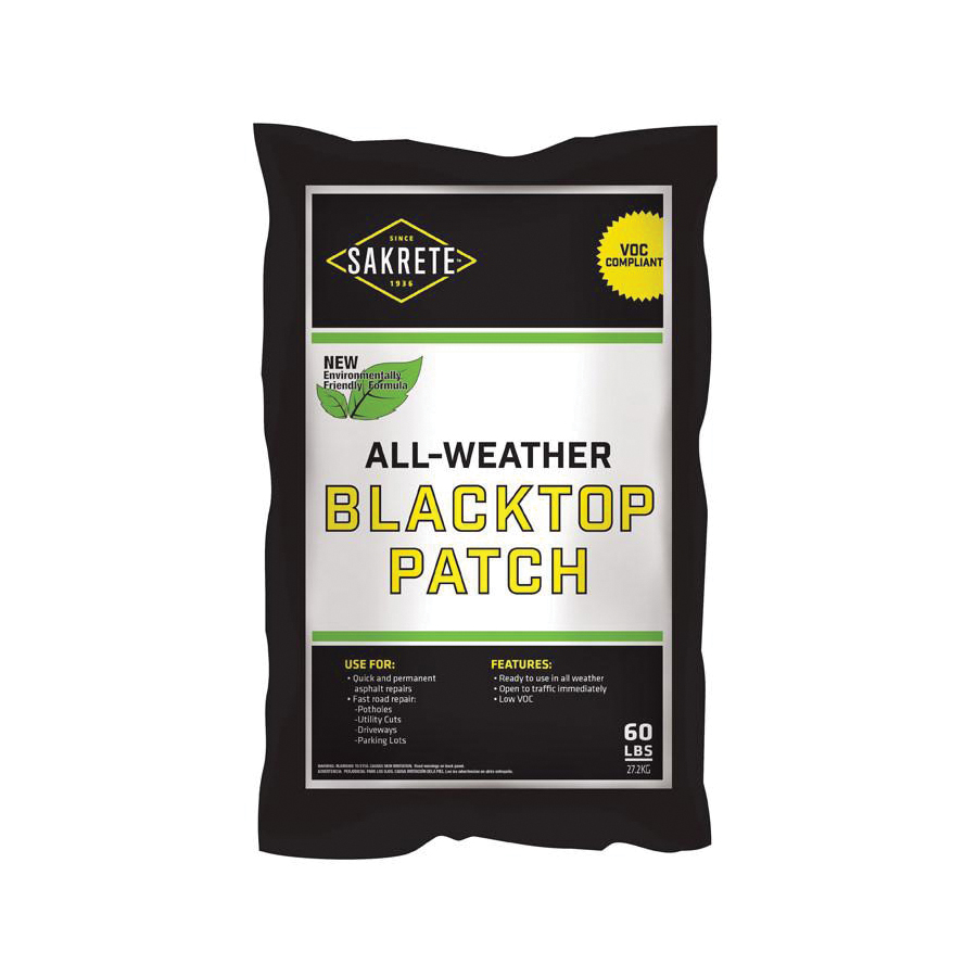 60200240 All-Weather Blacktop Patch, Granular, Black, Petroleum, 60 lb Bag