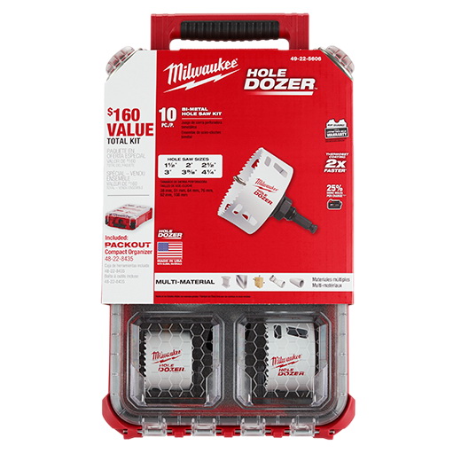 Milwaukee Hole Dozer 49-22-5606 Hole Saw Packout Kit, 10-Piece, Bi-Metal - 2