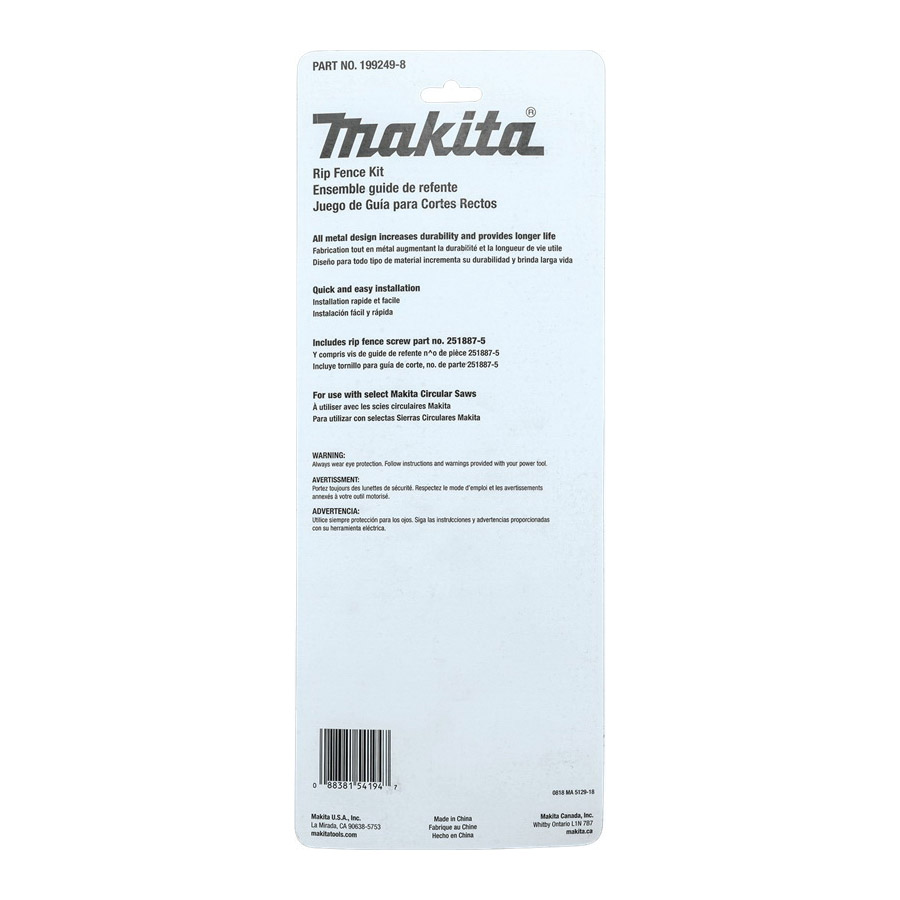 Makita 199249-8 Rip Fence Kit, Metal, For: Makita Circular Saws - 3