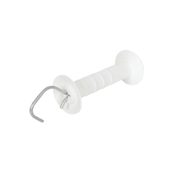 G691104 Small Gate Handle, Plastic, White, Galvanized