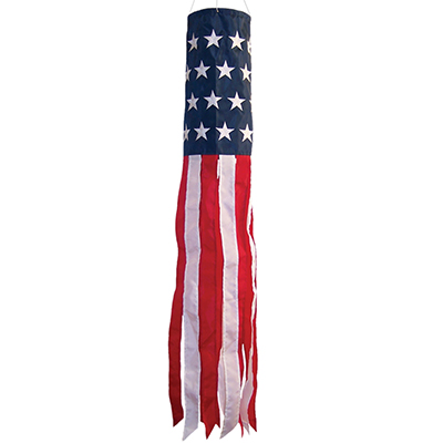 In the Breeze 4112 Windsock, 6 in Dia, 40 in L, Polyester/Polycarbonate, Blue/Red/White - 1
