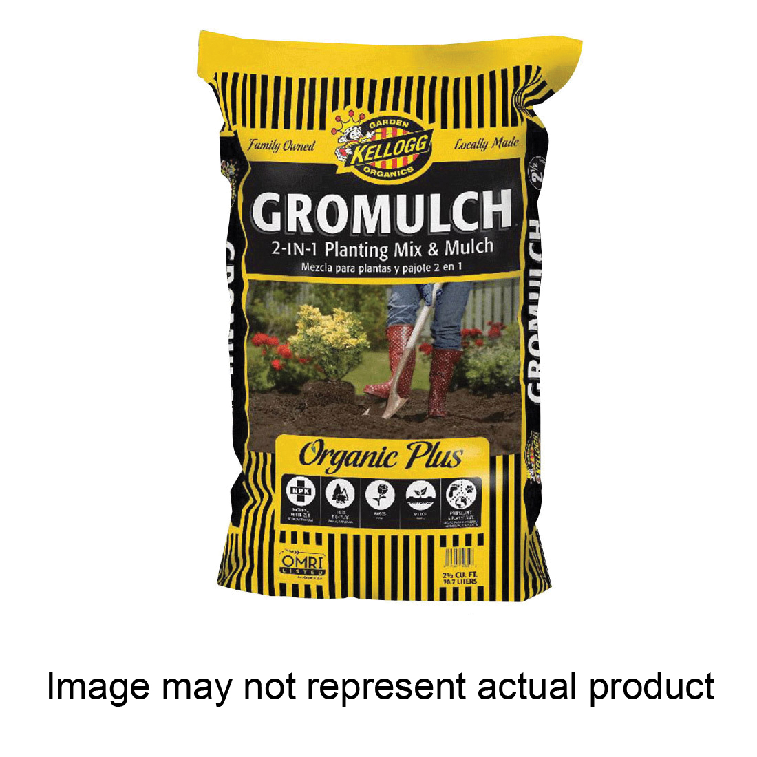 Kellogg 616 Gromulch Planting Mix and Mulch, 1.5 cu-ft Coverage Area, Black/Brown
