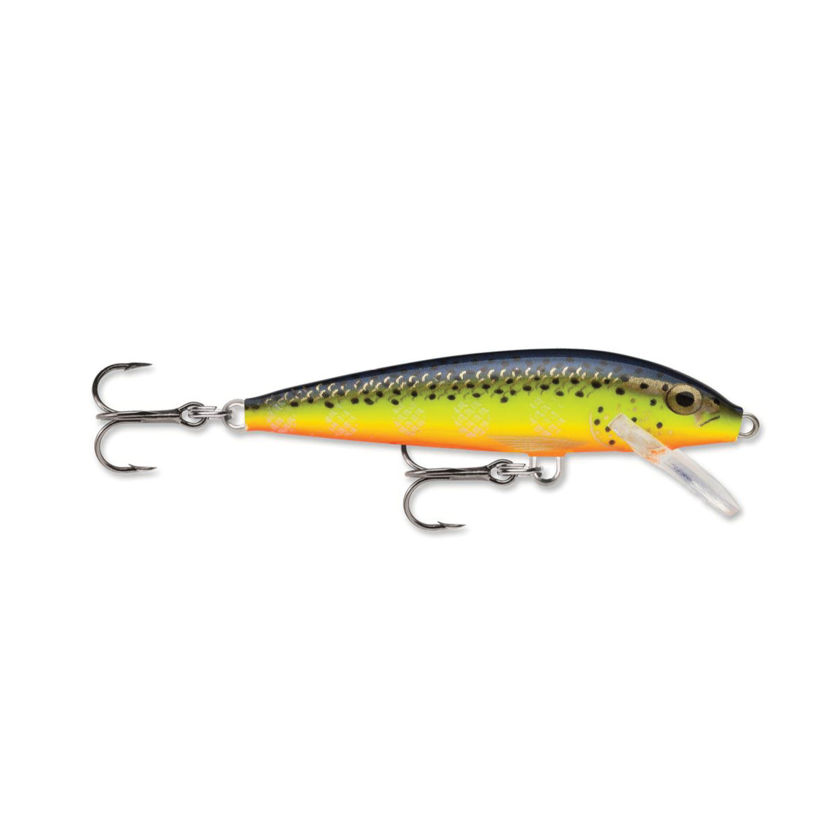 Rapala Original Floating F05HS Fishing Lure, 2 in L, 2-Hook, Balsa Wood, Hot Steel Lure
