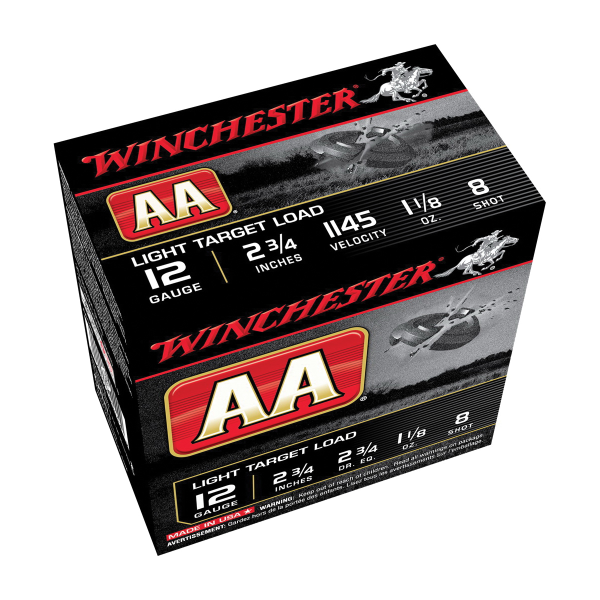Winchester AA128 Shotshell, Light Target, Lead, Specifications: 1-1/8 oz Bullet Weight, 12 ga Ammo Caliber