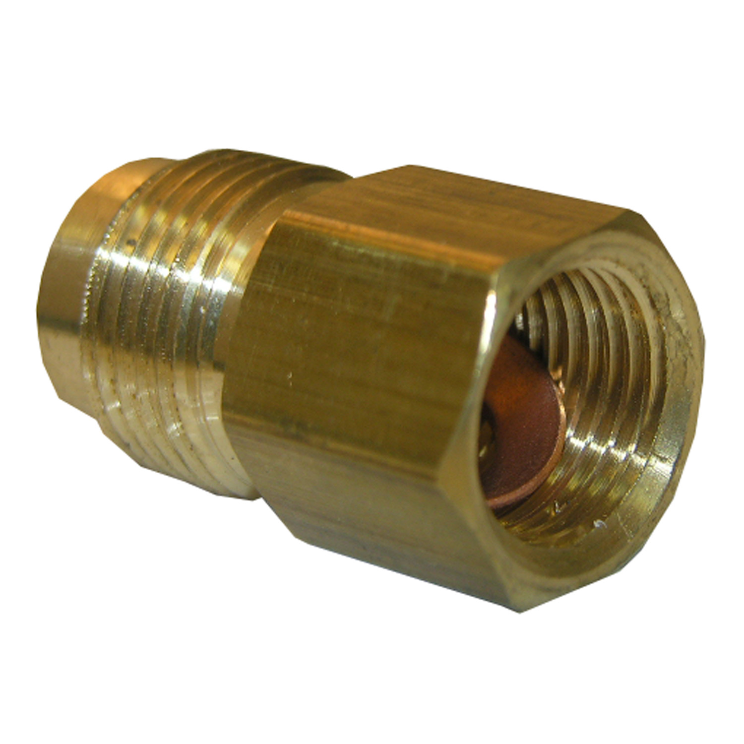 17-5833 Pipe Adapter, 3/8 x 1/2 in, Female Flare x Male Flare, Brass, 900 psi Pressure