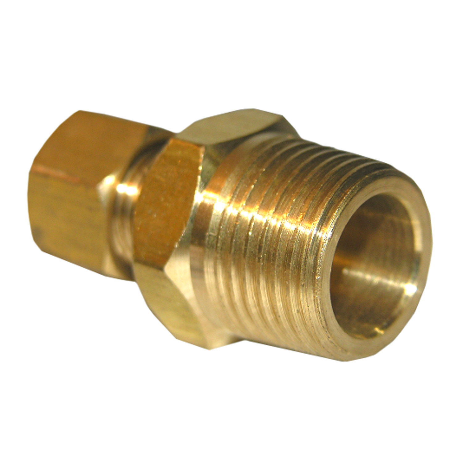 17-6815 Pipe Adapter, 1/4 x 3/8 in, Compression x MPT, Brass, 150 psi Pressure