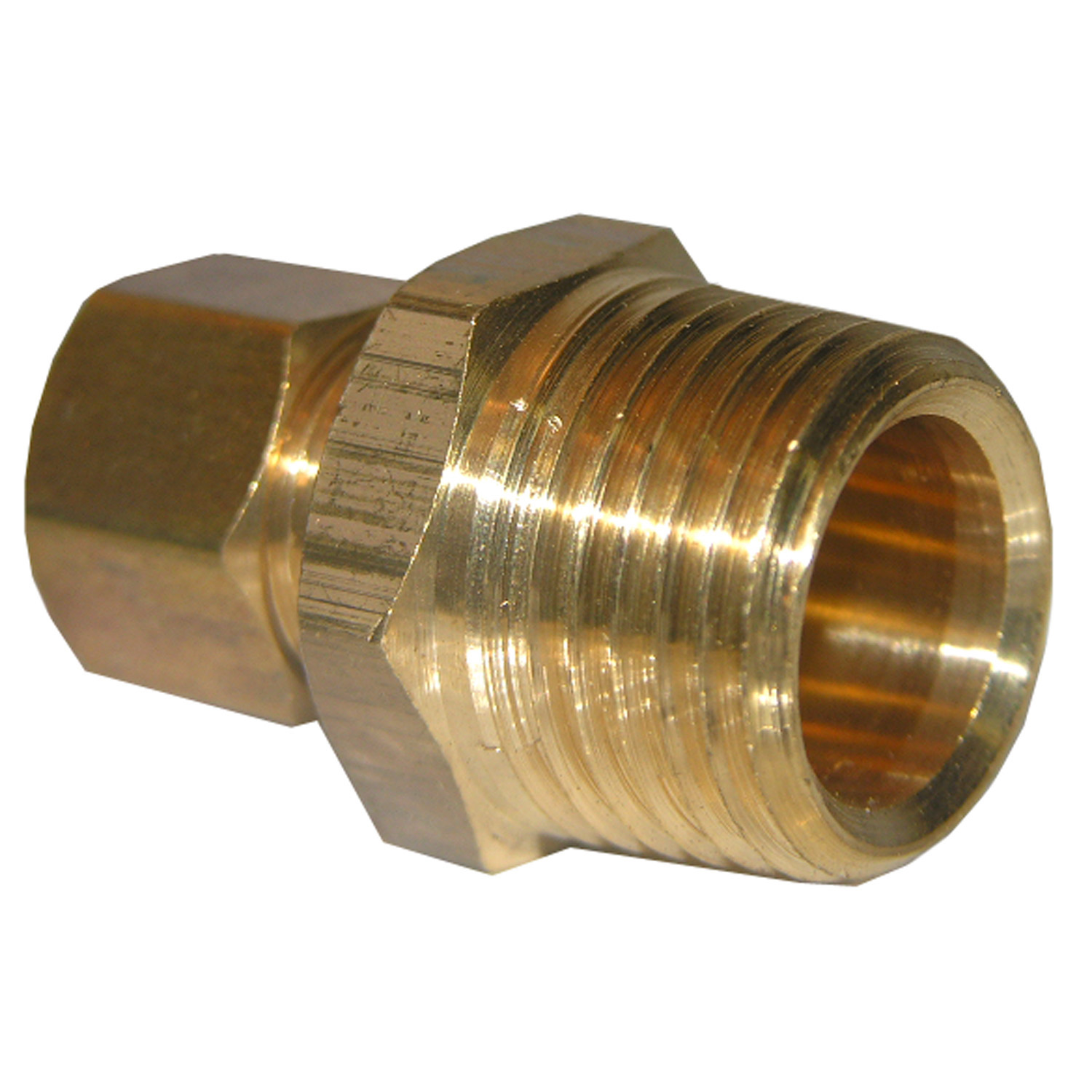 17-6857 Pipe Adapter, 5/8 x 3/8 in, Compression x MPT, Brass, 200 psi Pressure