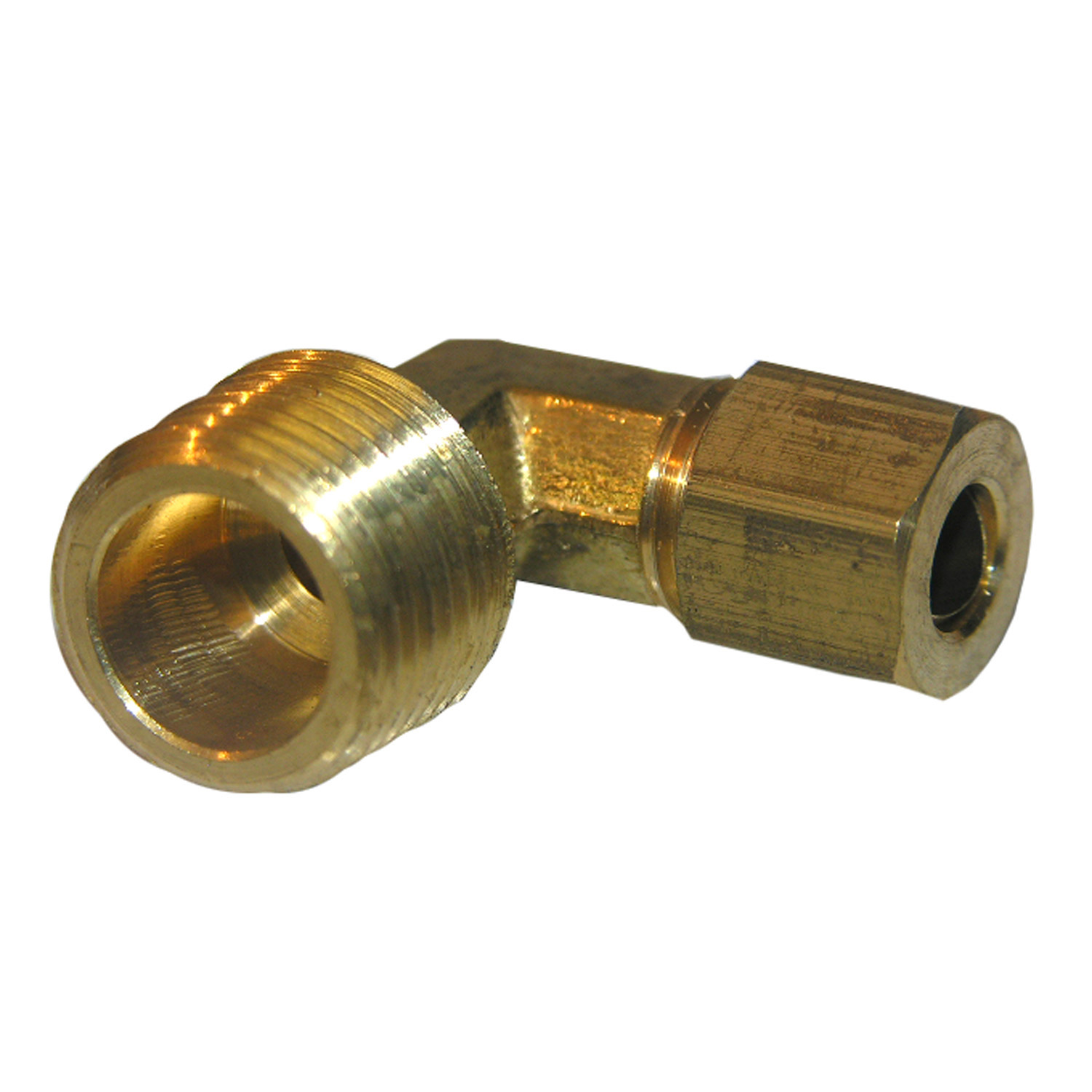 17-6913 Pipe Elbow, 1/4 x 3/8 in, Compression x MIP, 90 deg Angle, Brass, 150 psi Pressure