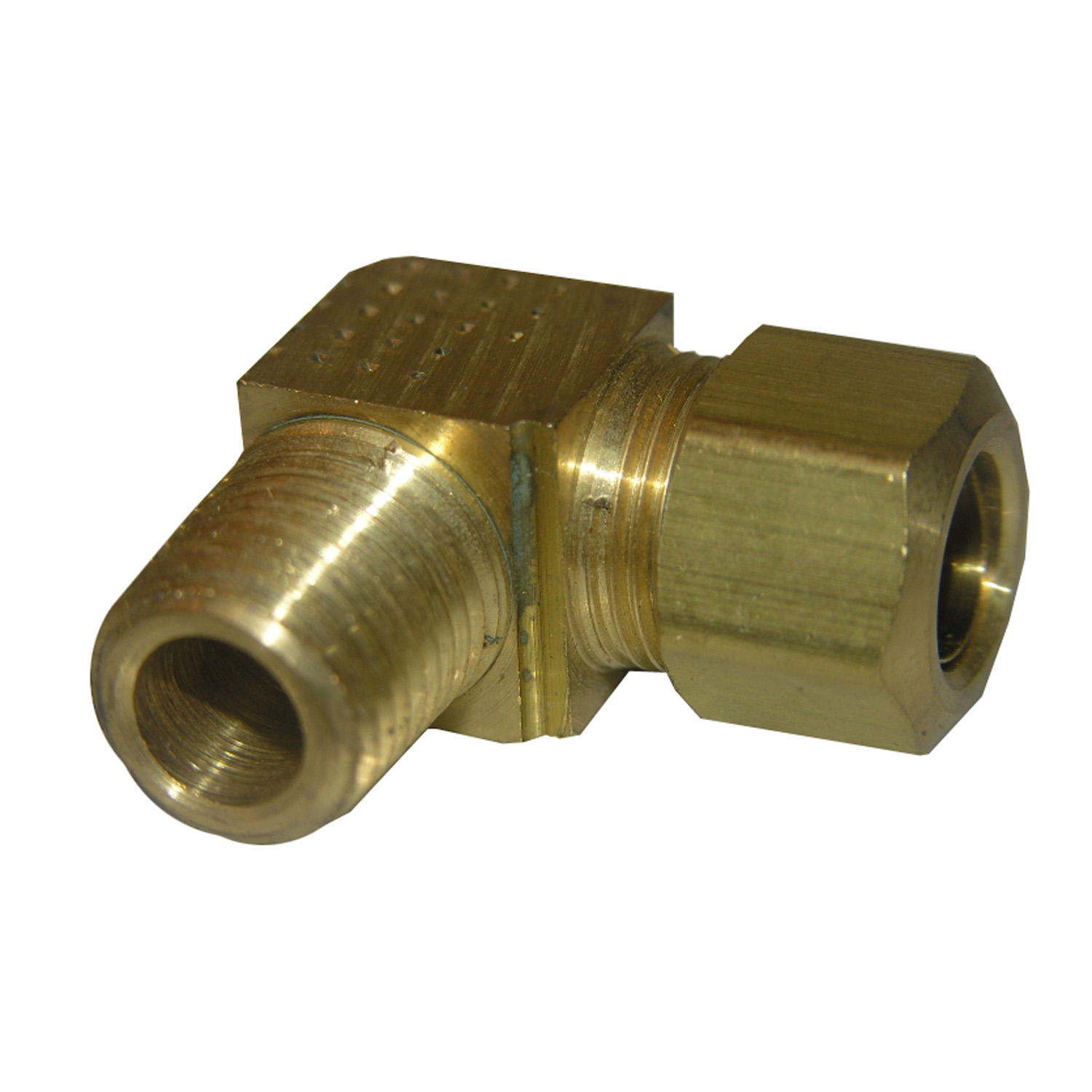 17-6929 Pipe Elbow, 3/8 x 1/4 in, Compression x MIP, 90 deg Angle, Brass, 150 psi Pressure