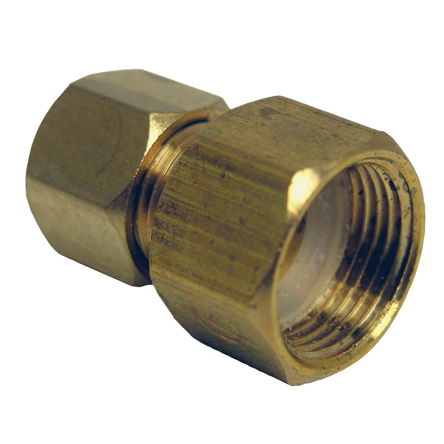 17-6755 Pipe Adapter, 3/8 x 1/4 in, Female Compression x Male Compression, Brass, 300 psi Pressure
