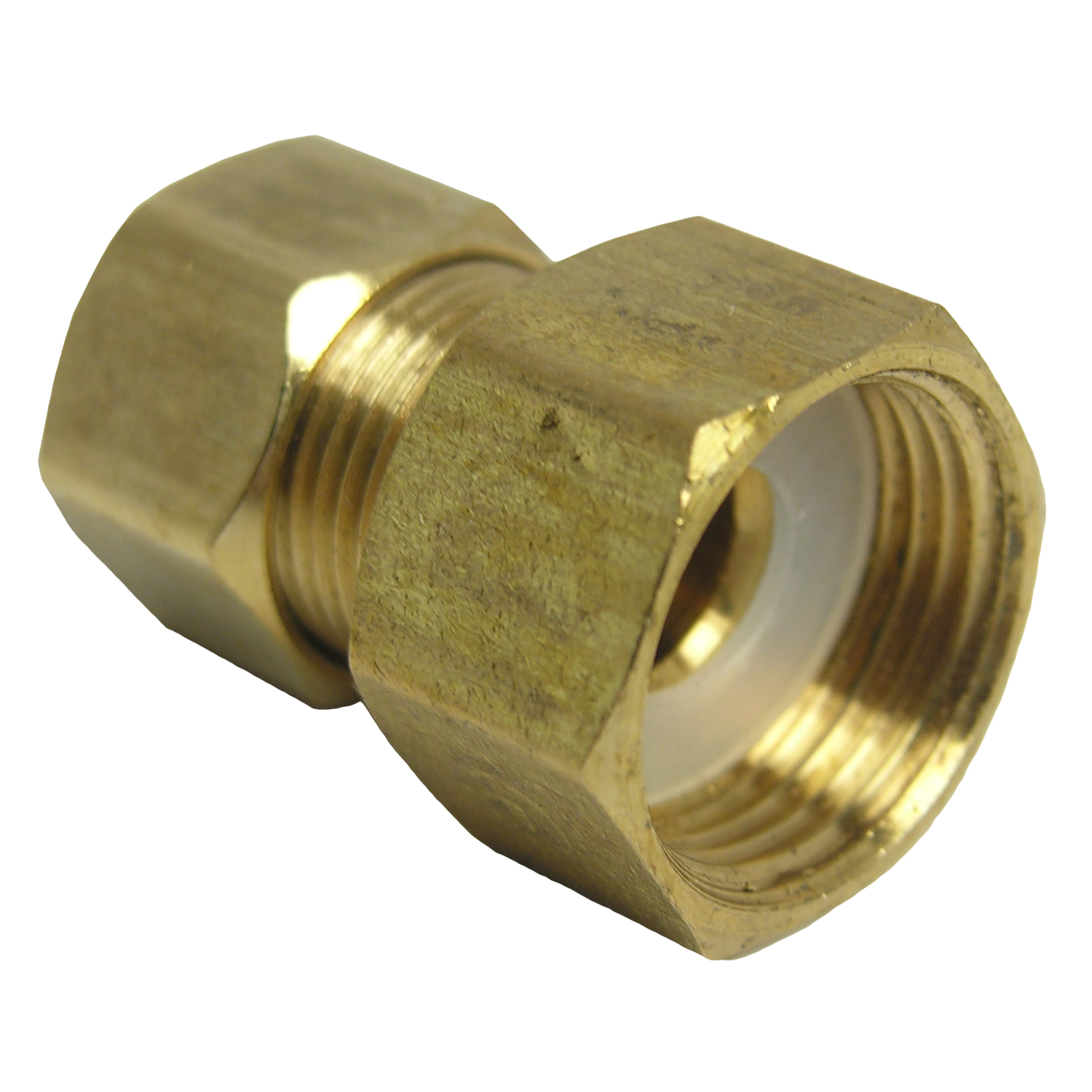 17-6761 Pipe Adapter, 1/2 x 3/8 in, Female Compression x Male Compression, Brass, 200 psi Pressure