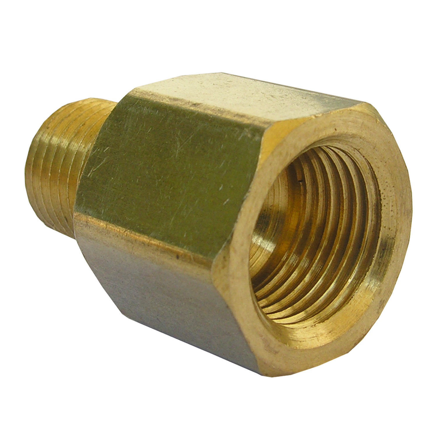 17-6785 Pipe Adapter, 3/8 x 1/4 in, Female Flare x MIP, Brass, 900 psi Pressure