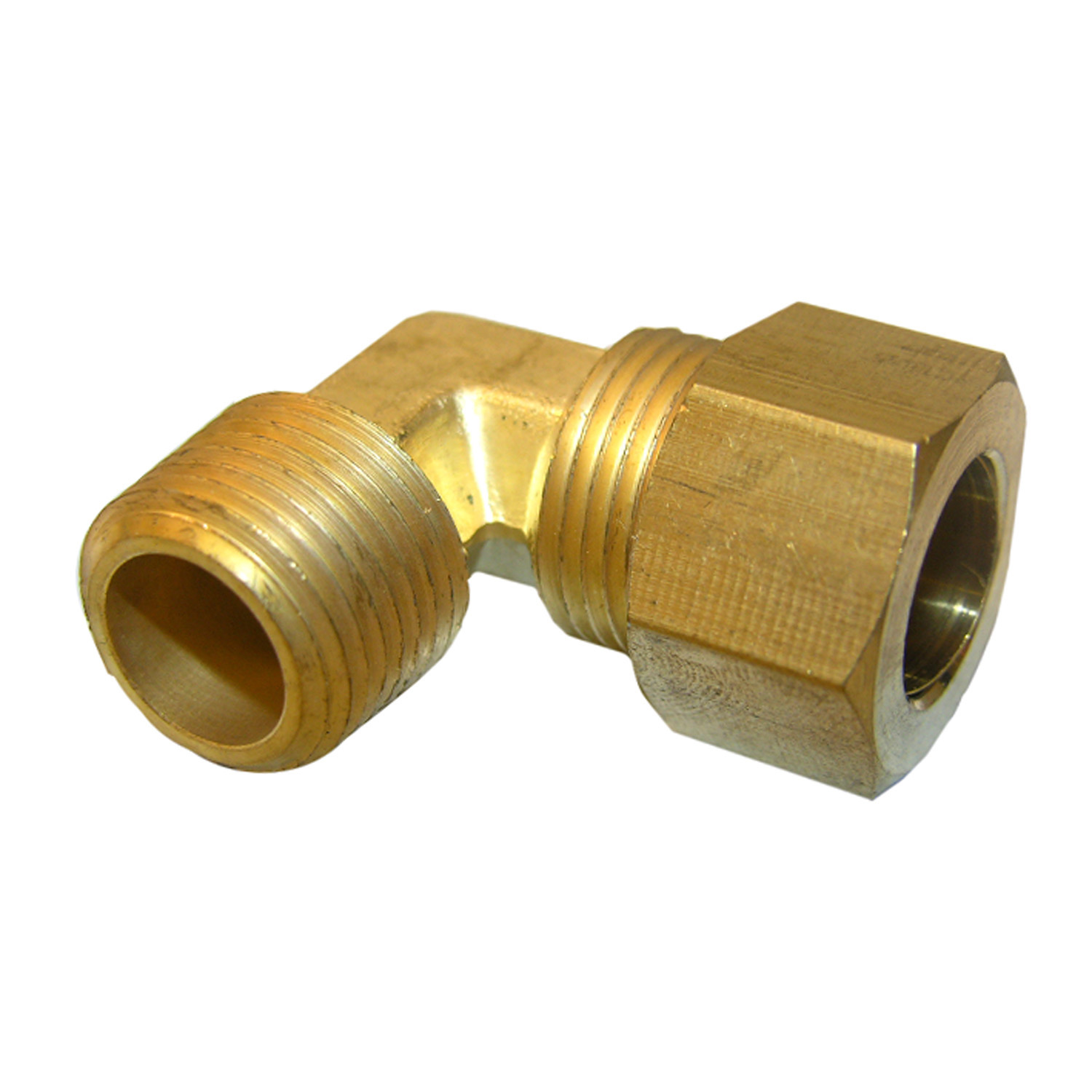 17-6947 Pipe Elbow, 1/2 x 3/8 in, Compression x MIP, 90 deg Angle, Brass, 150 psi Pressure