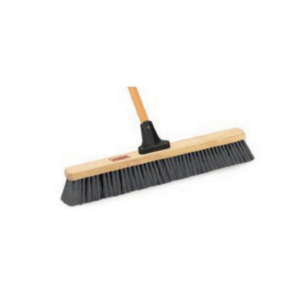 1434A Push Broom, 24 in Sweep Face, 3 in L Trim, Synthetic Fiber Bristle, Wood Handle
