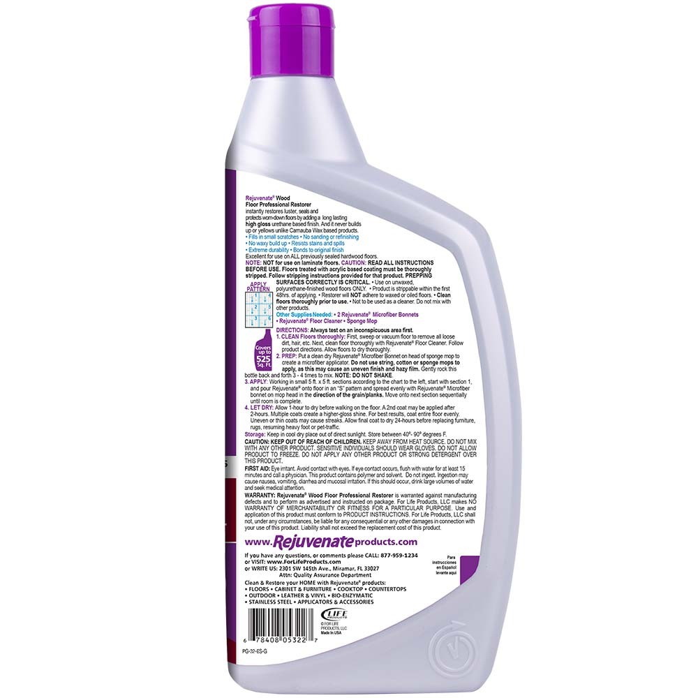 Rejuvenate RJ32PROFG-1 Wood Floor Restorer, 32 oz, Clear, Liquid