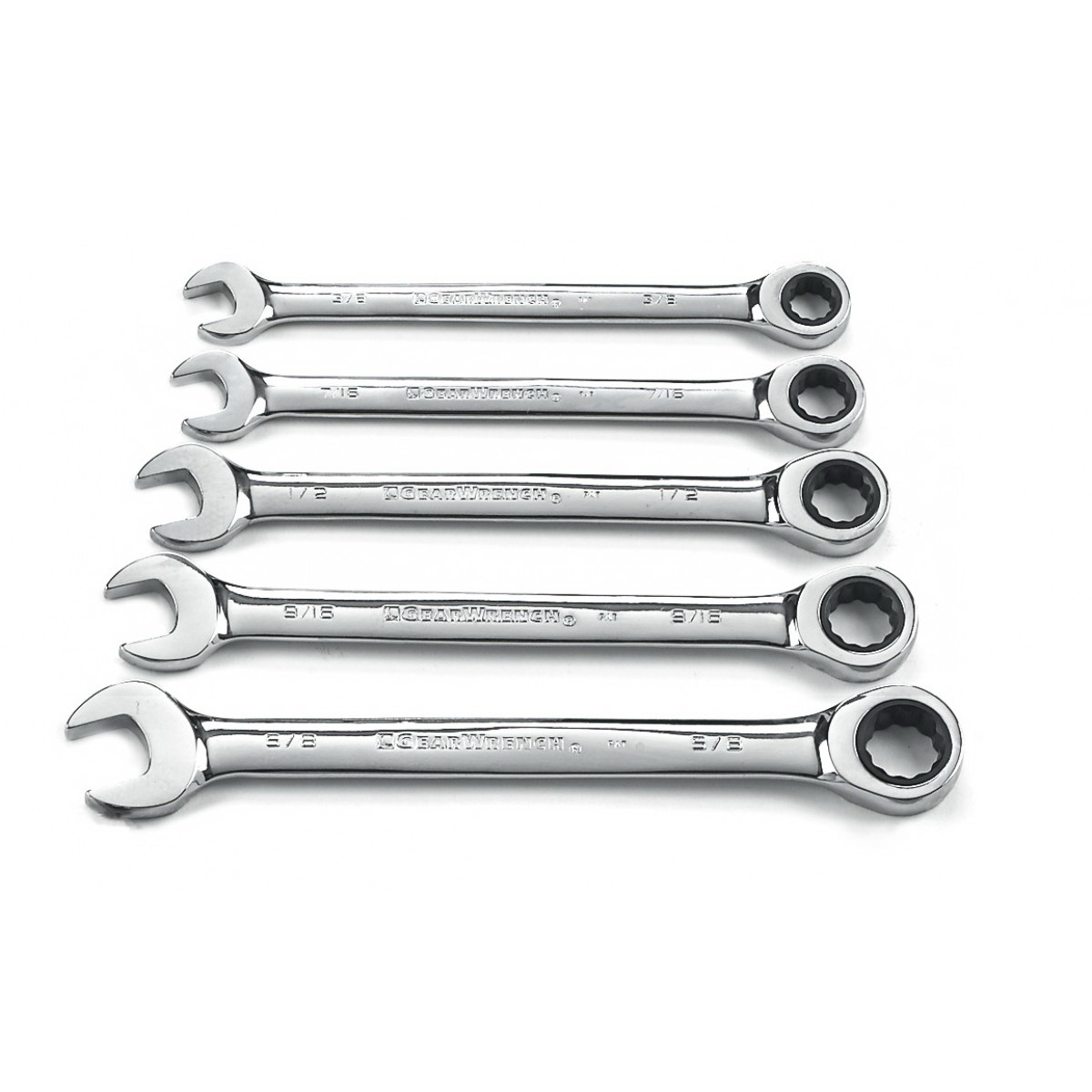 93005 Wrench Set, 5-Piece, Alloy Steel, Chrome, Specifications: SAE Measurement, 12-Point Drive Type