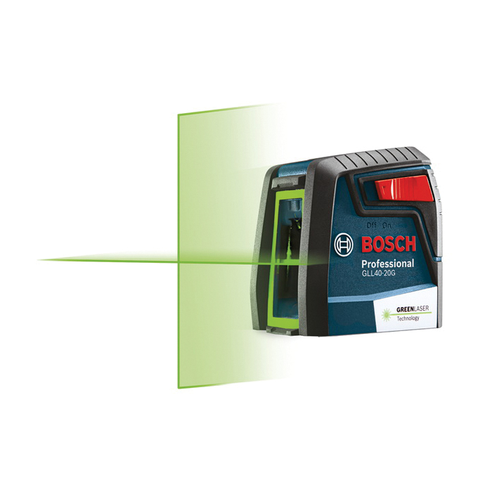 Bosch GLL40-20G Laser Level, 40 ft, +/-5/16 in Accuracy, 2 -Beam, 2 -Line, Green Laser - 1