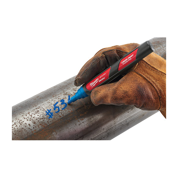 Milwaukee INKZALL Series 48-22-3761 Liquid Paint Marker, Blue/Red, 6.09 in L, Plastic Barrel