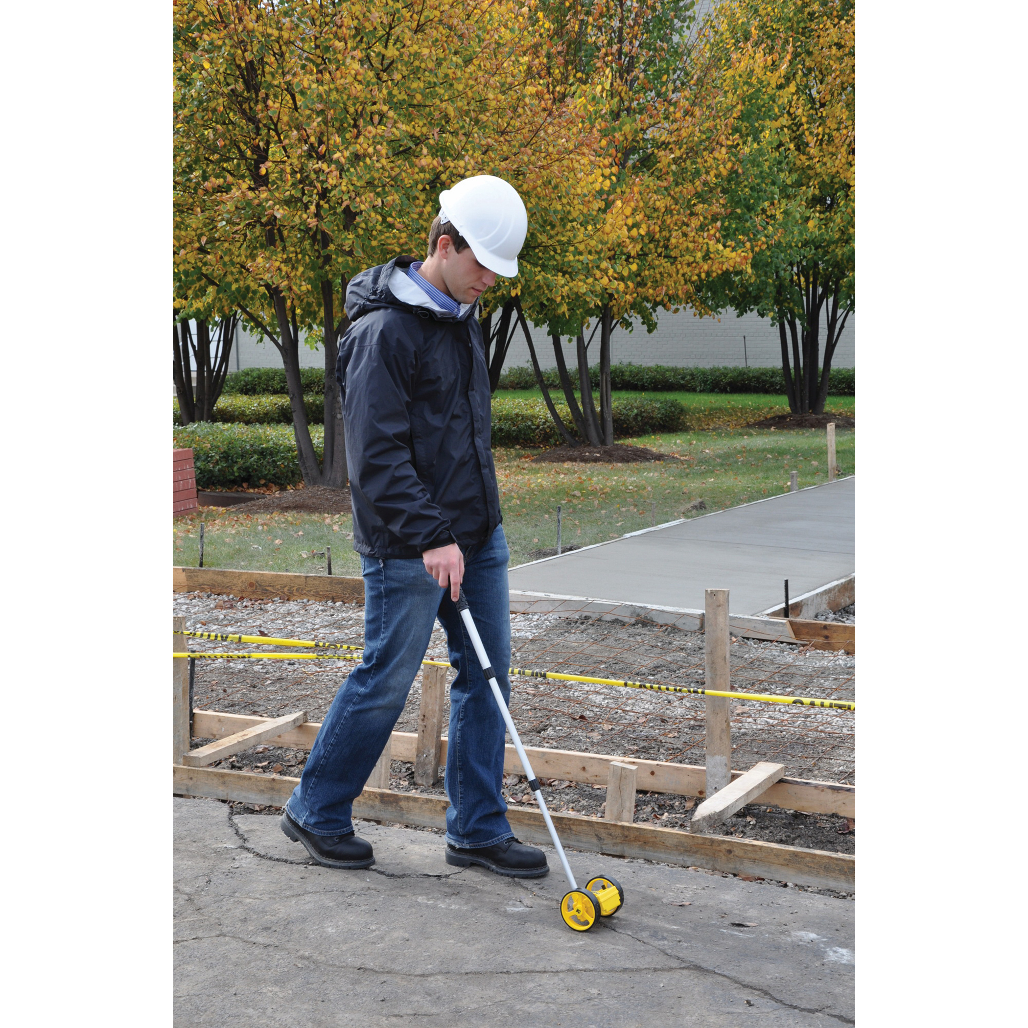 Dual Measuring Wheel, Bosch, Rolatape, 10,000 ft, 4 in Diameter Wheel, Plastic Wheel, Aluminum Telescopic Handle, Yellow Case - 2