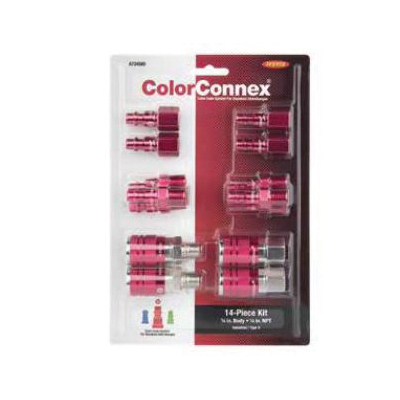 Coupler and Plug, 14 pc Kit, Colorconnex, Air Tool Fitting, 1/4 in D-Style Industrial - 2